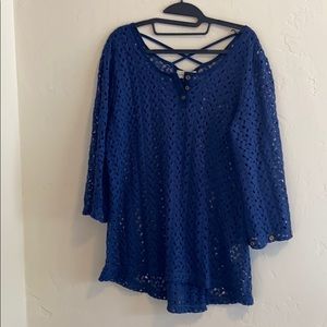 Blue Lace top by Simply Noelle size X/XL